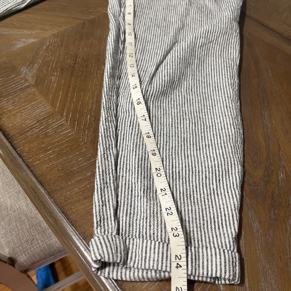 J crew factory linen drawstring ankle pants black and white striped - Picture 6 of 7